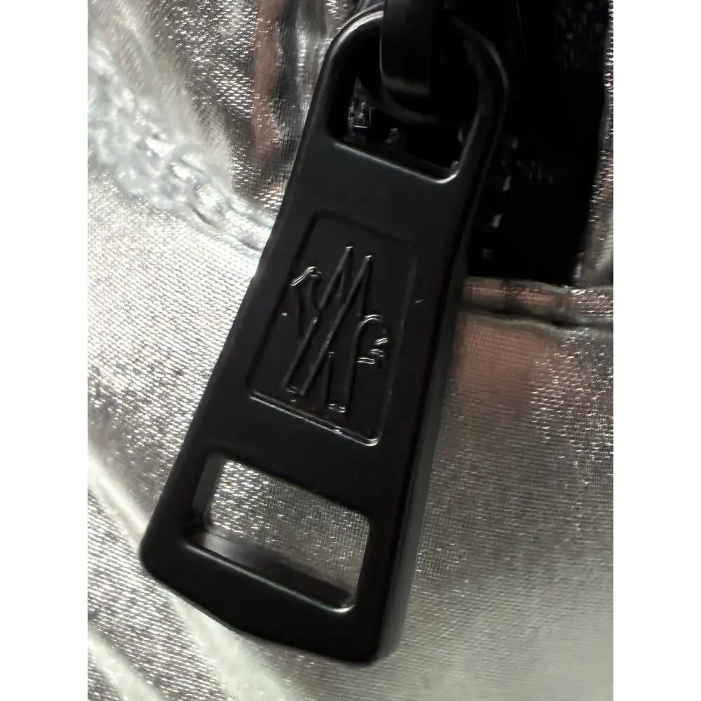 Moncler Parfums Quilted Metallic Silver Pouch Cosmetic Travel Case - Picture 10 of 11